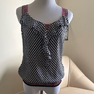 White House Black Market Black and White Polka Dot Blouse